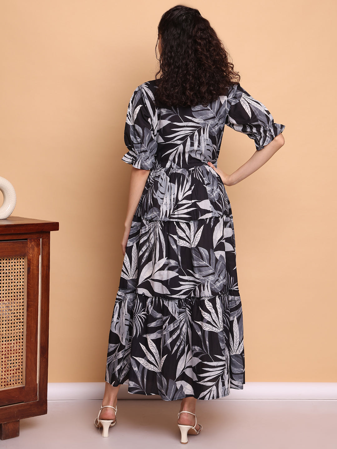 Aawari Women’s Rayon Doori Gown Printed Anarkali Maxi Dresses with 3/4 Sleeves