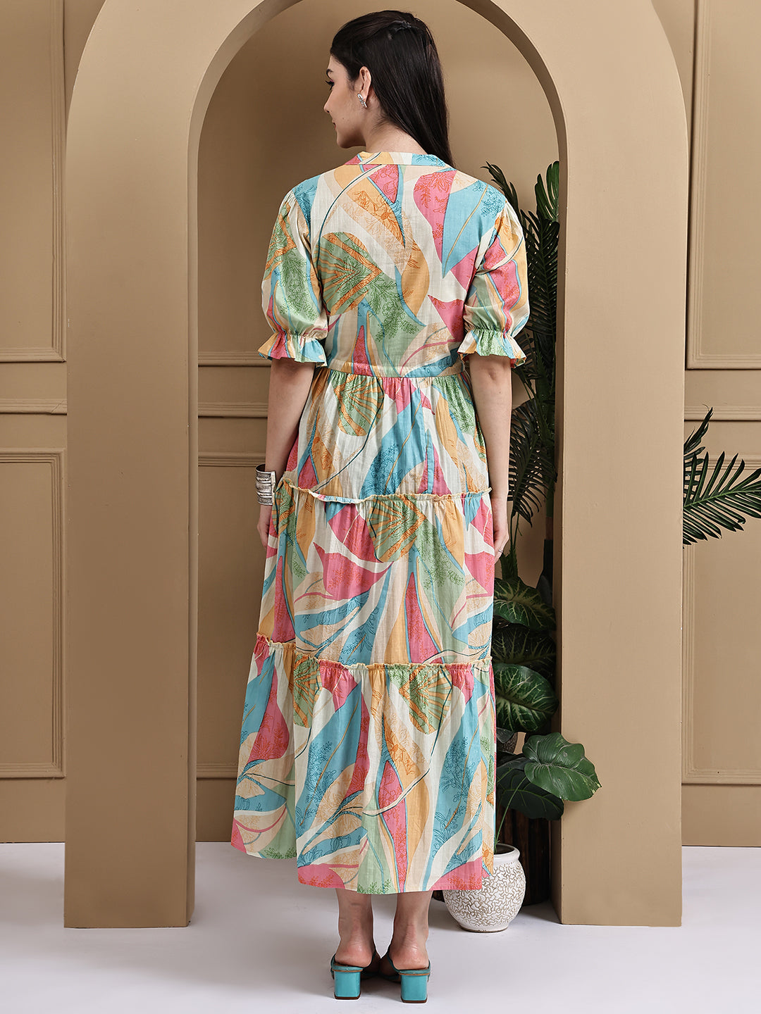 Aawari Women Cotton Printed Knot Dresses