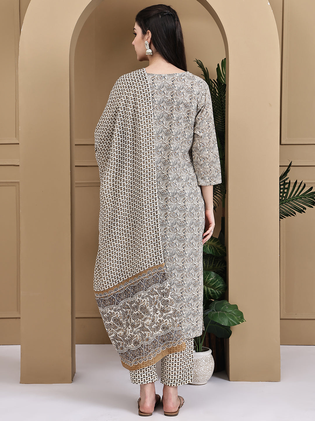 Aawari Cotton Printed Three Piece Suit Set