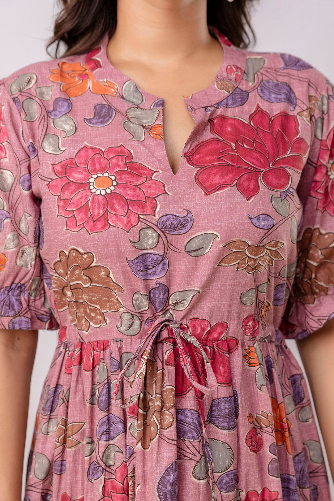 Aawari Women Cotton Printed Knot Dresses / Maxi Dresses / Western Wear