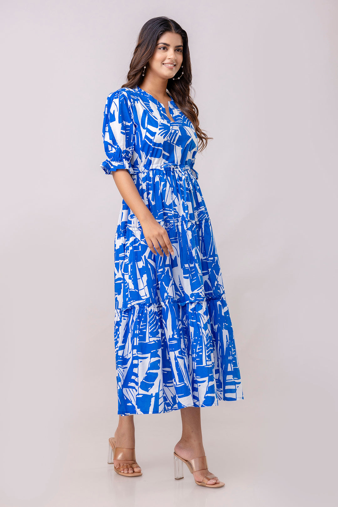Aawari Women Cotton Printed Knot Dresses / Maxi Dresses / Western Wear