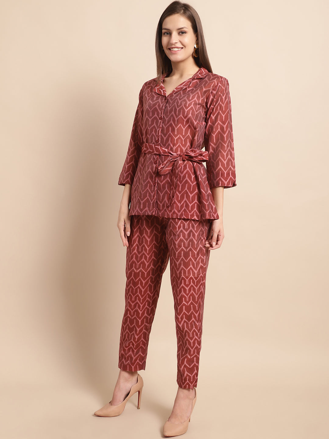 Aawari Women Chanderi Printed Shirt With Trouser