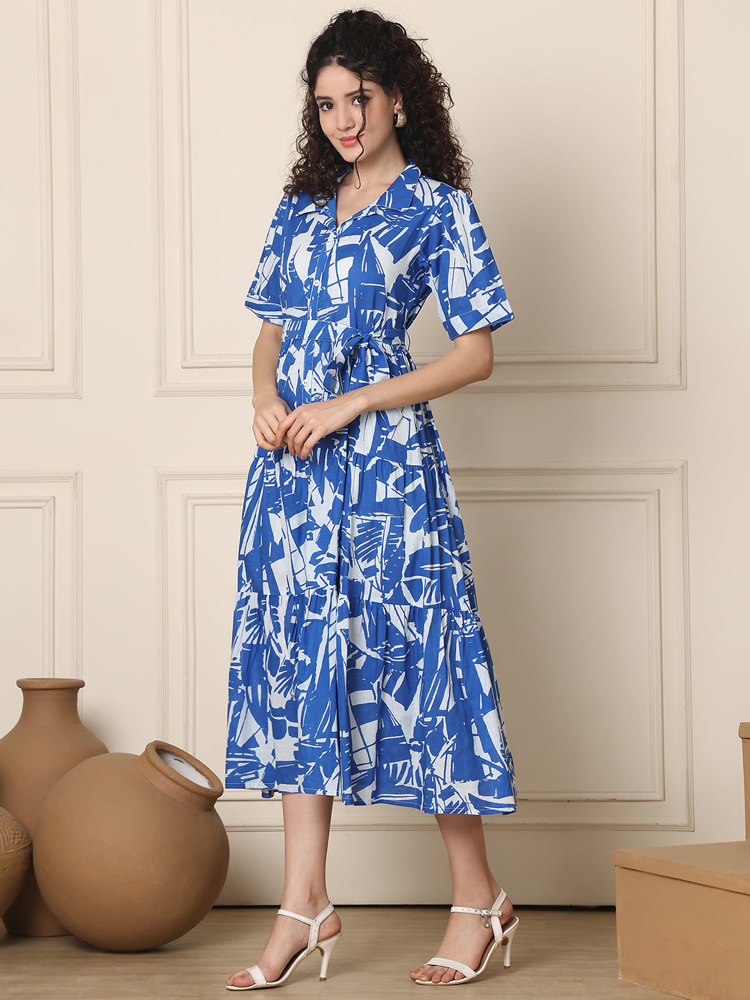 Aawari Ocean Sketch Cotton Dresses / Western Wear