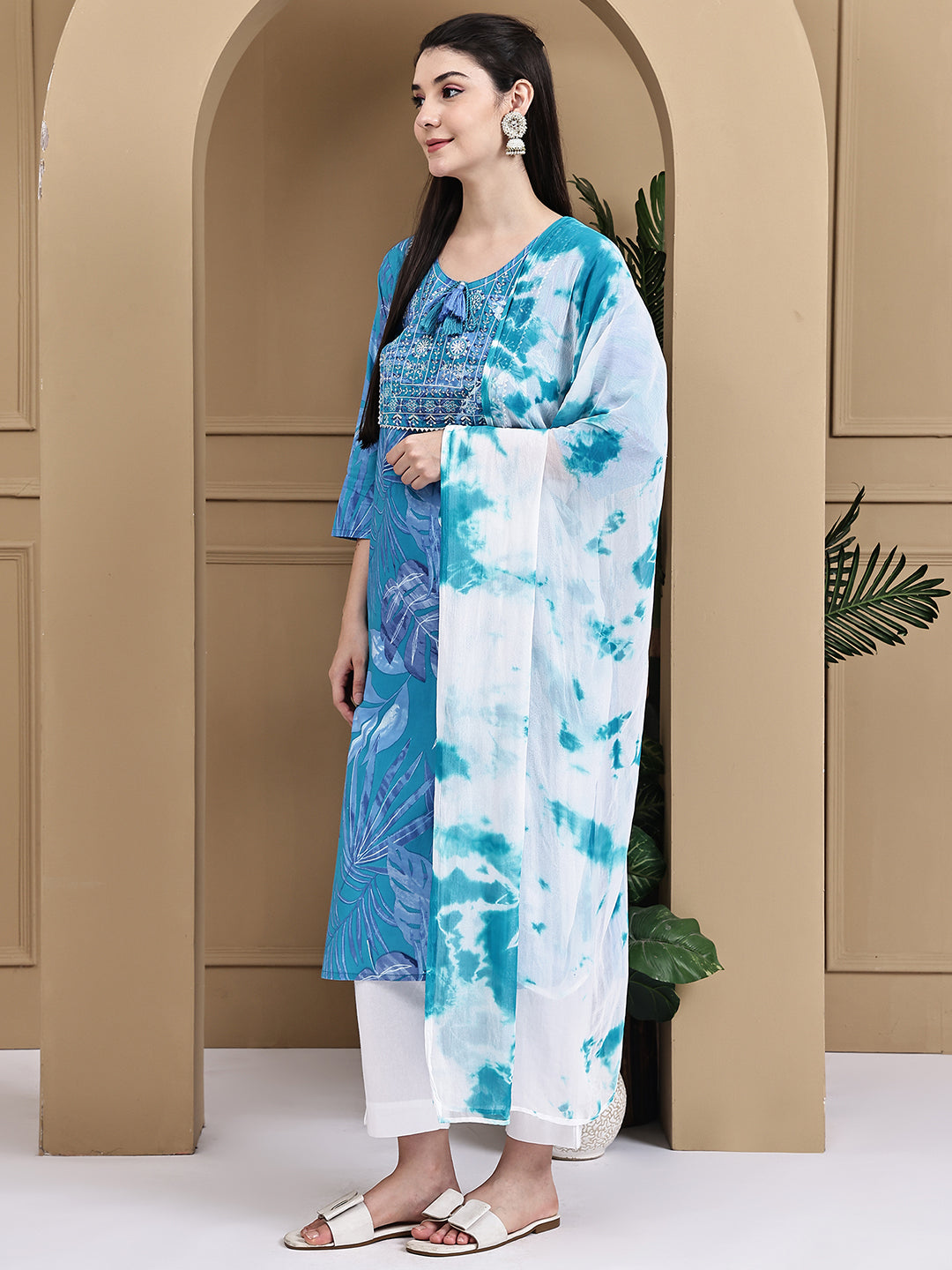 Aawari Cotton Printed Three Pice Suit Set