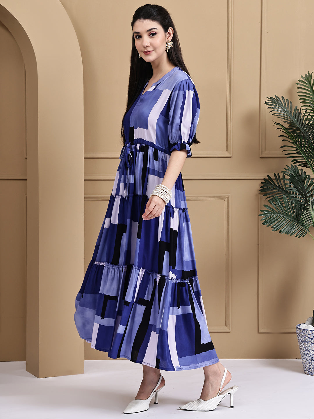 Aawari Rayon Printed Knot Dresses / Maxi Dresses