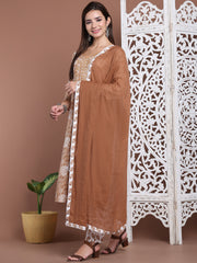 Aawari Cotton Printed Three Piece Suit Set