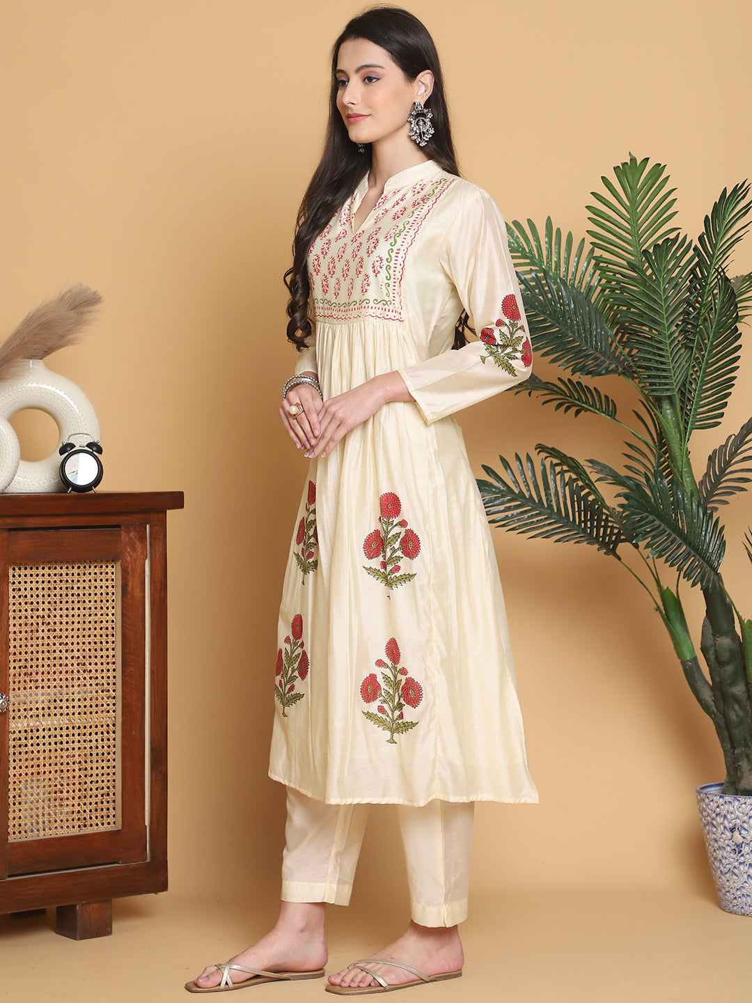 Aawari Chanderi Printed Two Piece Suit Set