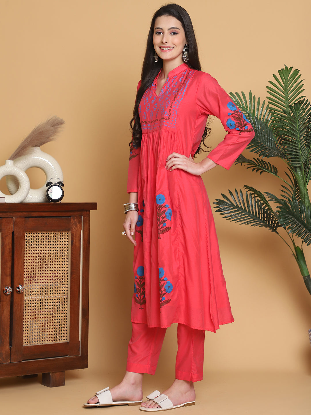 Aawari Chanderi Printed Two Piece Suit Set