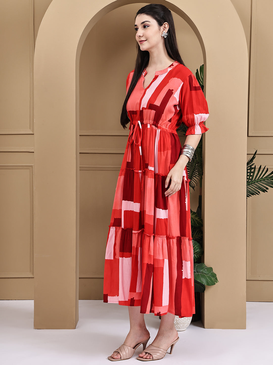 Aawari Rayon Printed Knot Dress