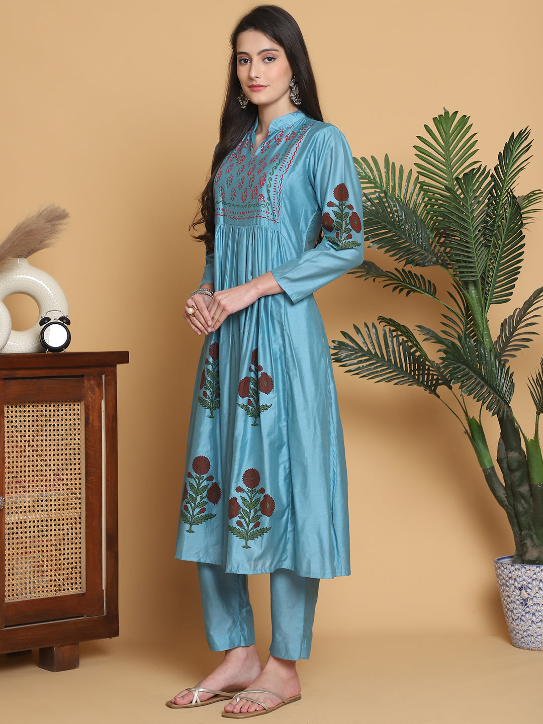 Aawari Chanderi Printed Two Piece Suit Set