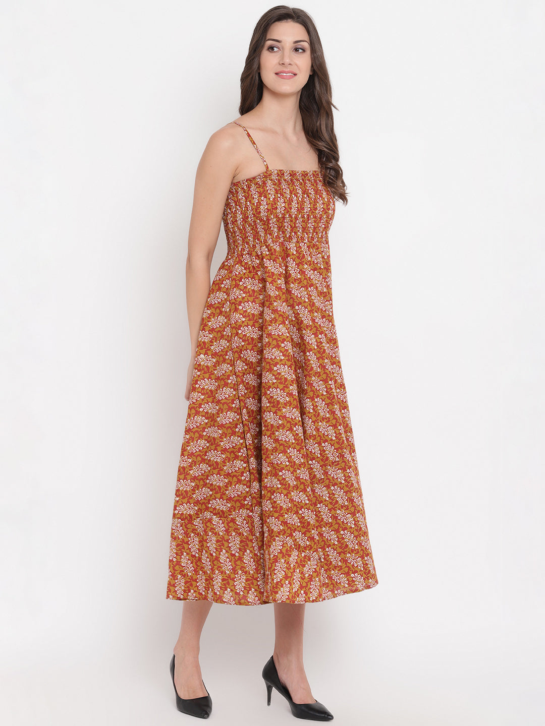 Aawari Fit & Flare Printed Bobbin Dress ( MULTICOLOR )