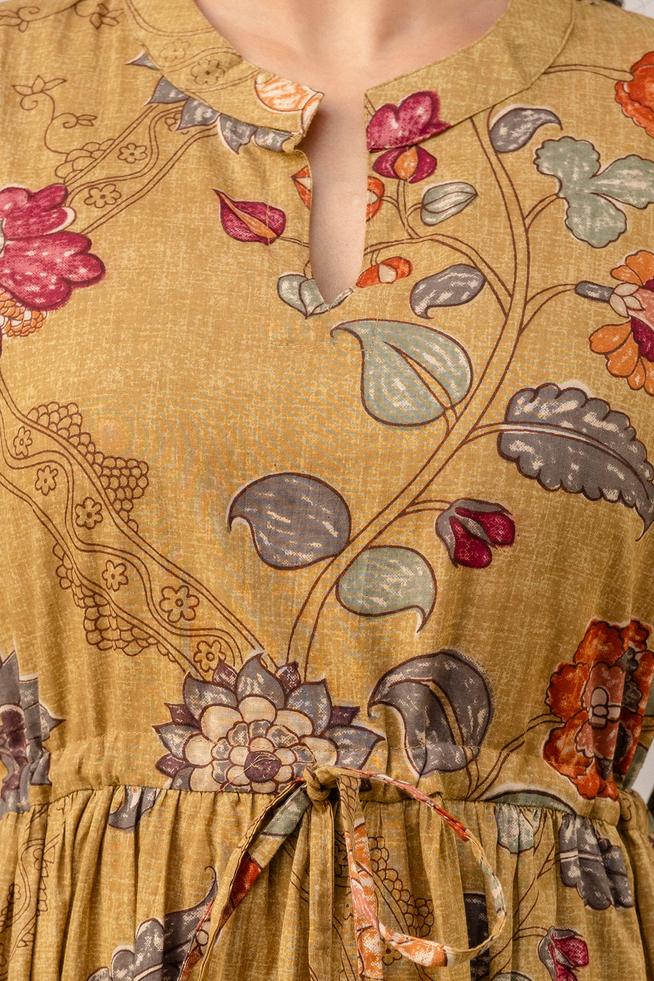Aawari Women Cotton Printed Knot Dress