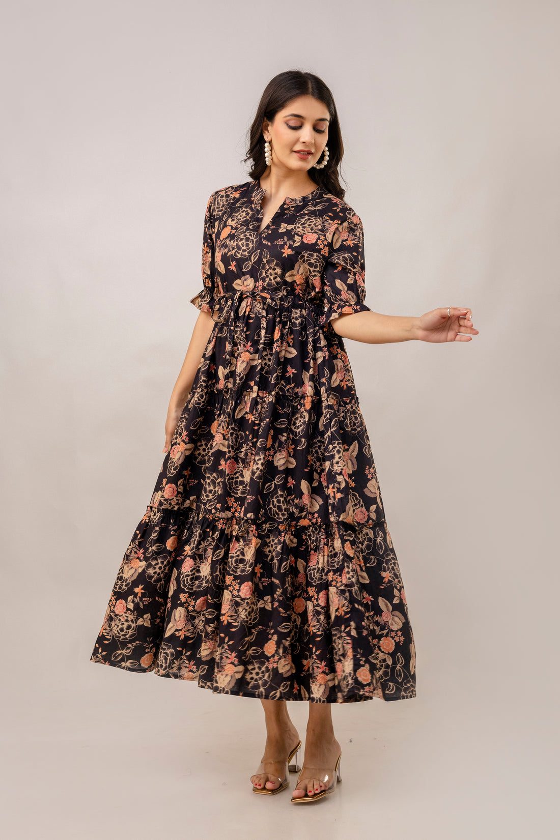 Aawari Women Cotton Printed Knot Dress
