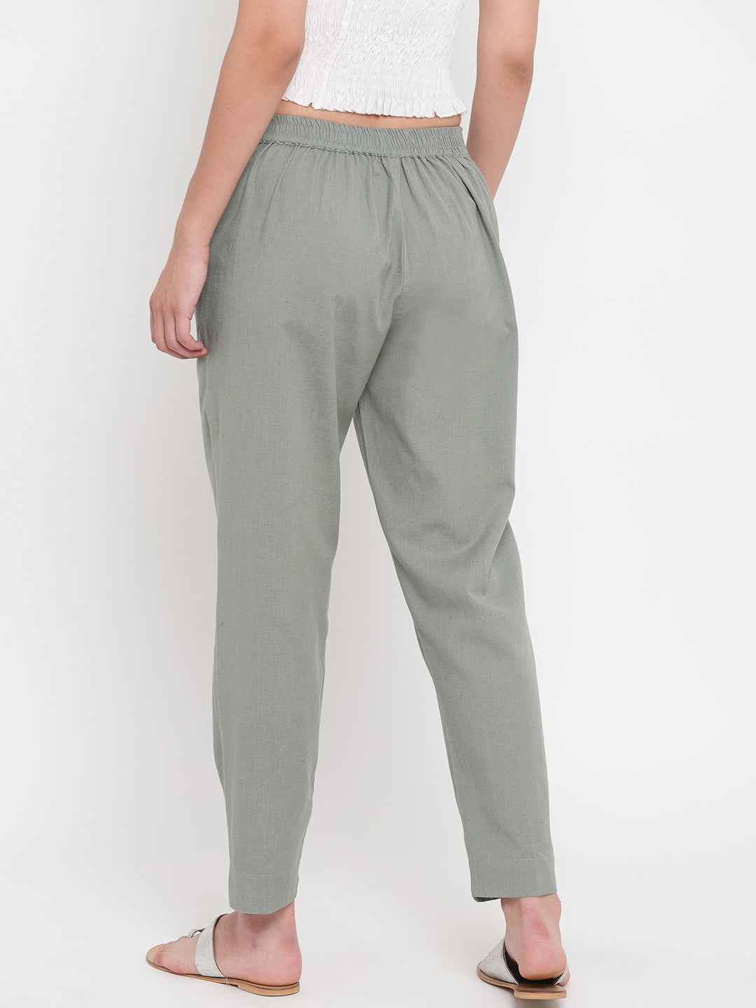 Aawari's Women Cotton Solid Belt Pants