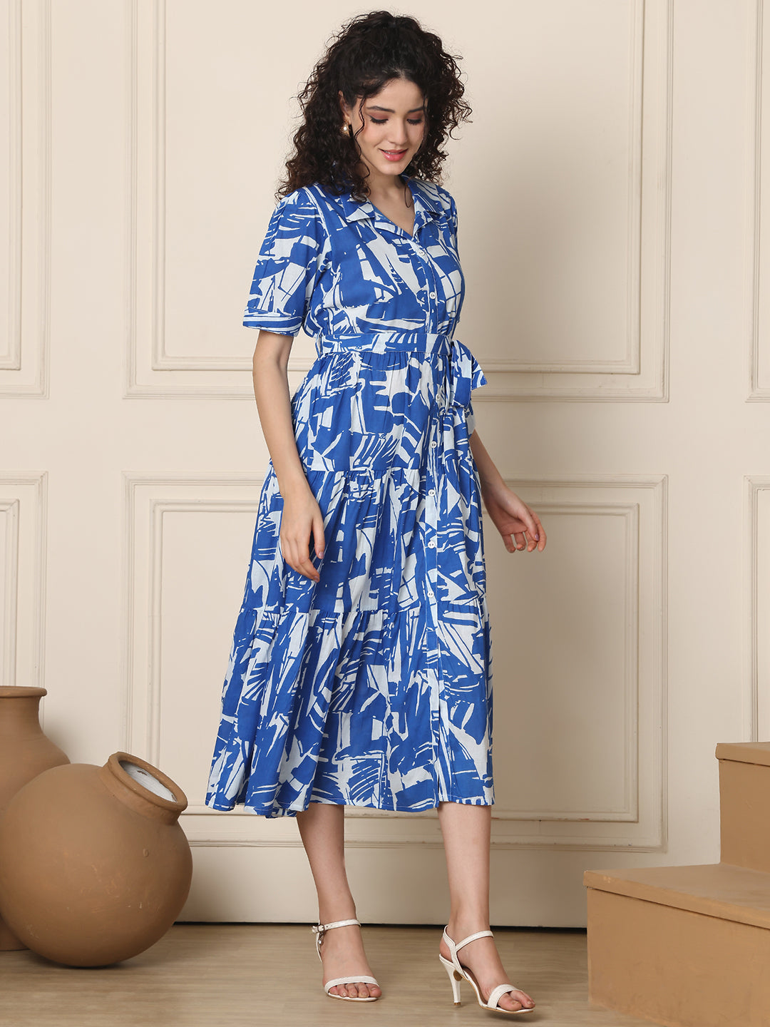 Aawari Ocean Sketch Cotton Dresses / Western Wear