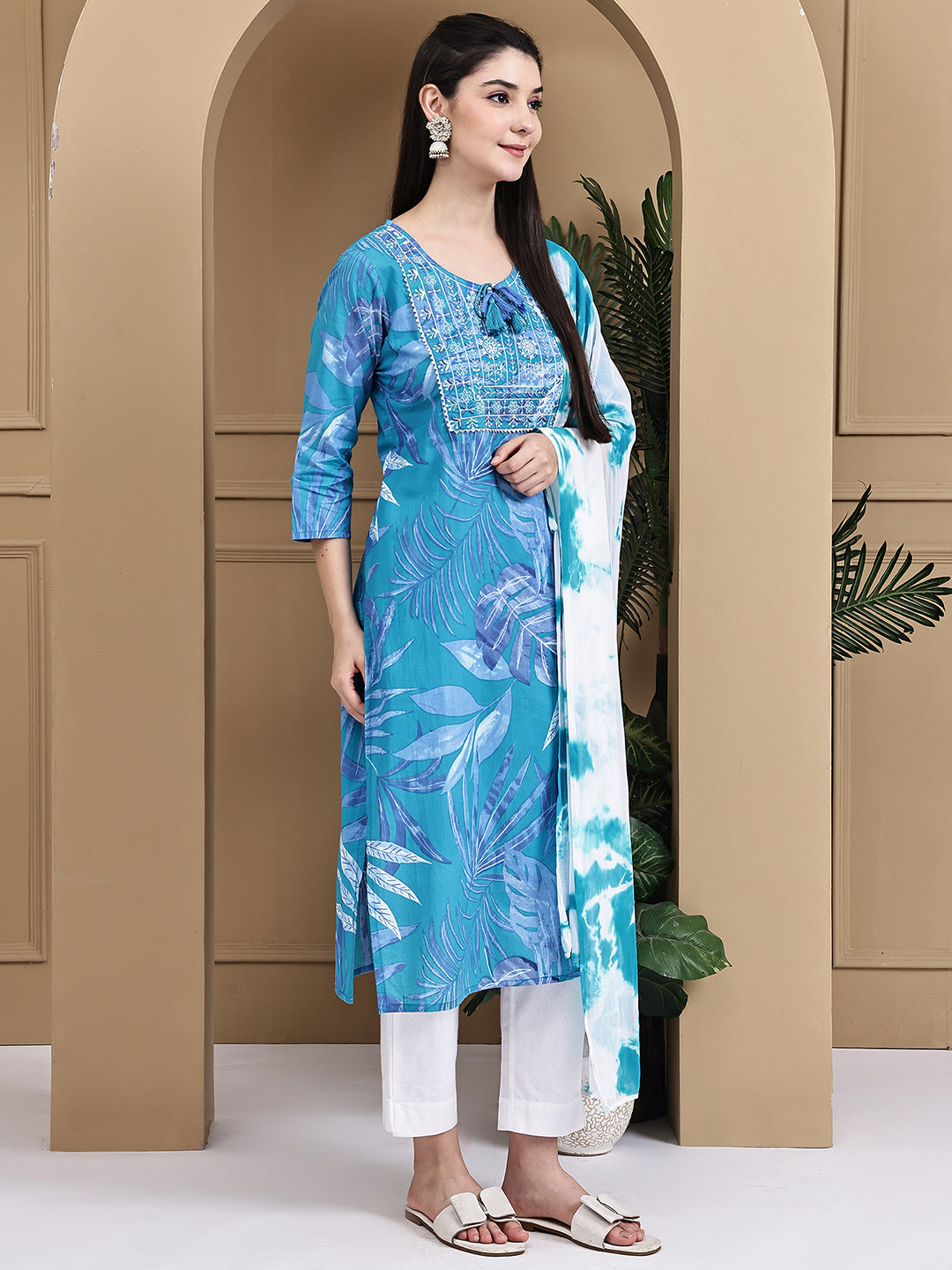 Aawari Cotton Printed Three Pice Suit Set