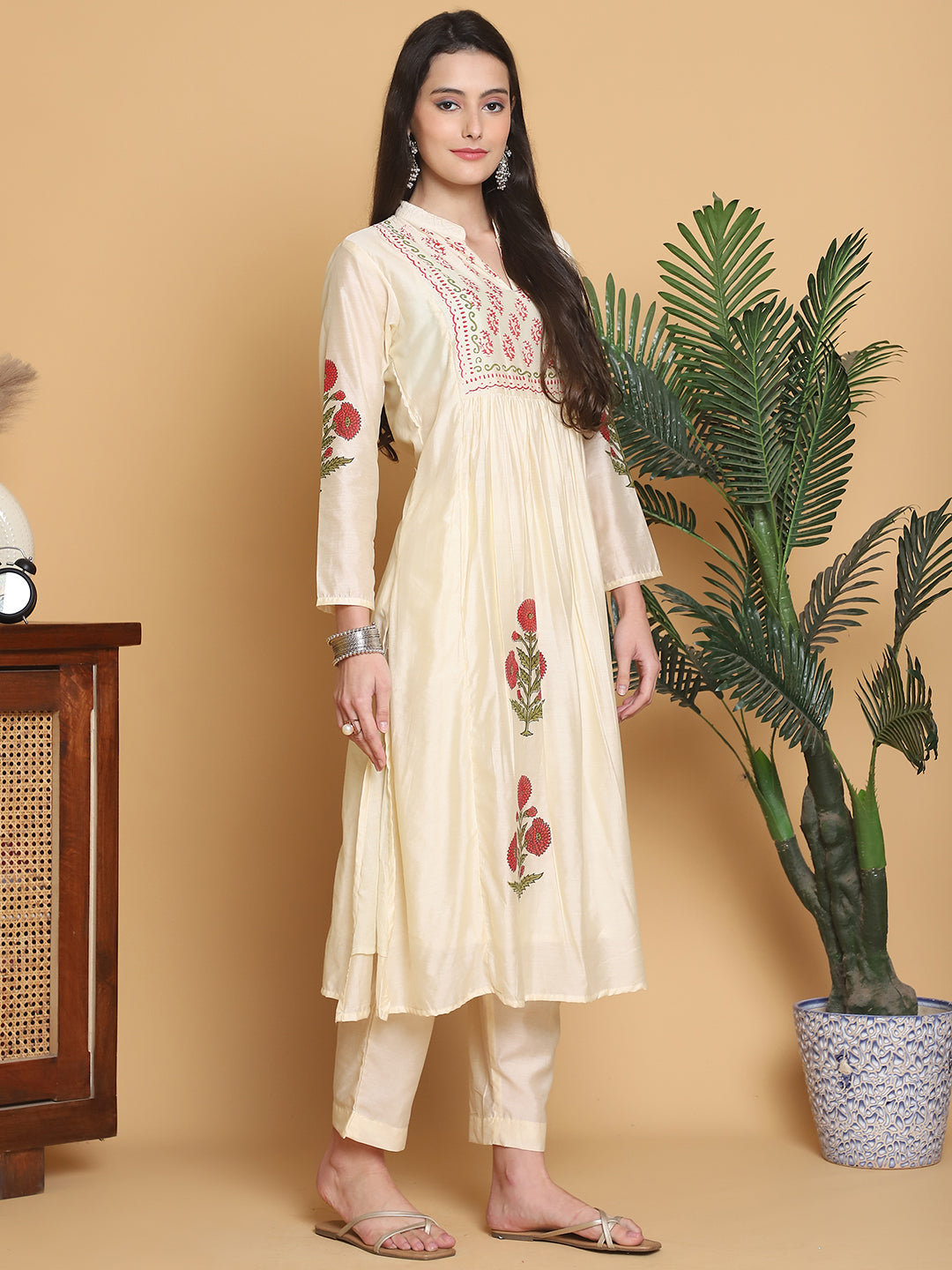 Aawari Chanderi Printed Two Piece Suit Set
