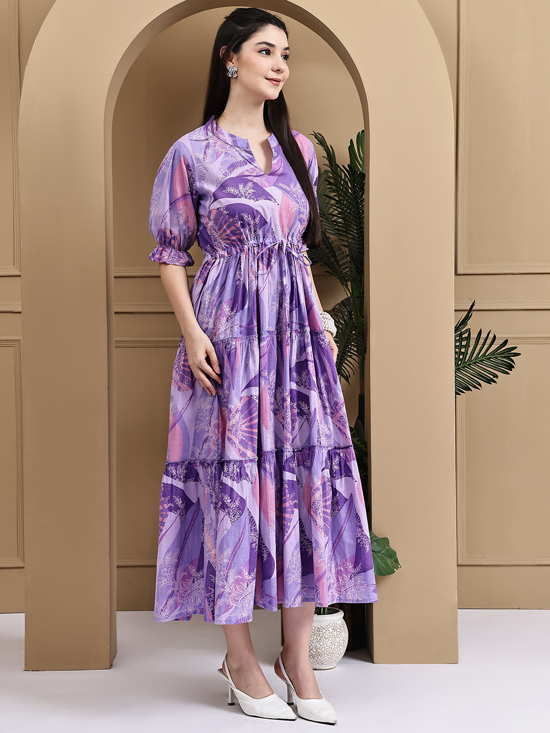 Aawari Women Cotton Printed Knot Dresses