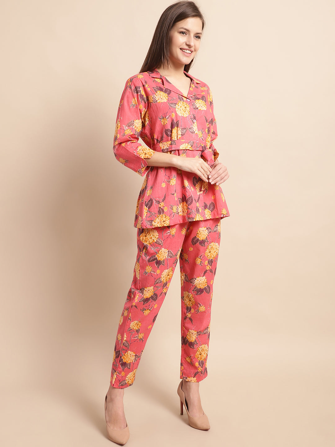 Aawari Women Cotton Printed Shirt With Trouser