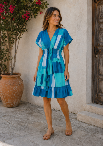 Women’s Aqua Breeze Printed Smocked Waist Flared Dress