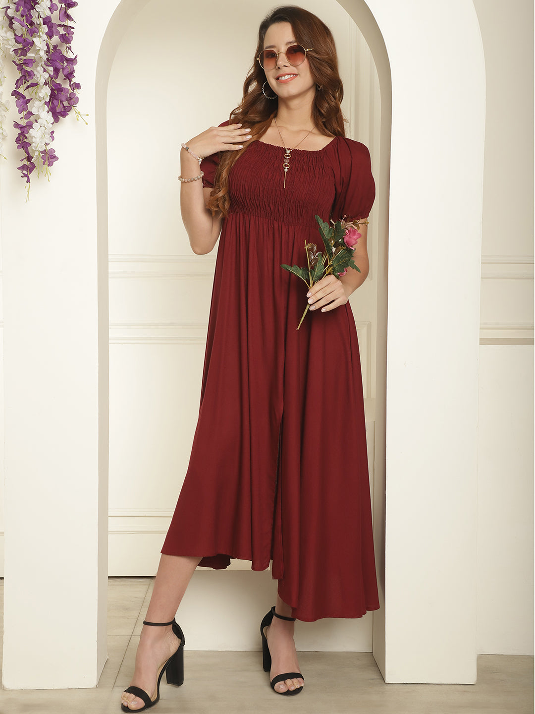 Women Bobbin Dress With Flared Cut