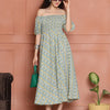 Aawari Unique Cotton Printed Off Shoulder Dresses / Maxi Dresses / Western Wear