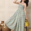 Aawari Cotton Unique Printed Spaghetti Strap Dress - Western Wear