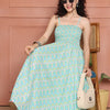 Aawari Cotton Unique Printed Spaghetti Strap Dress - Western Wear
