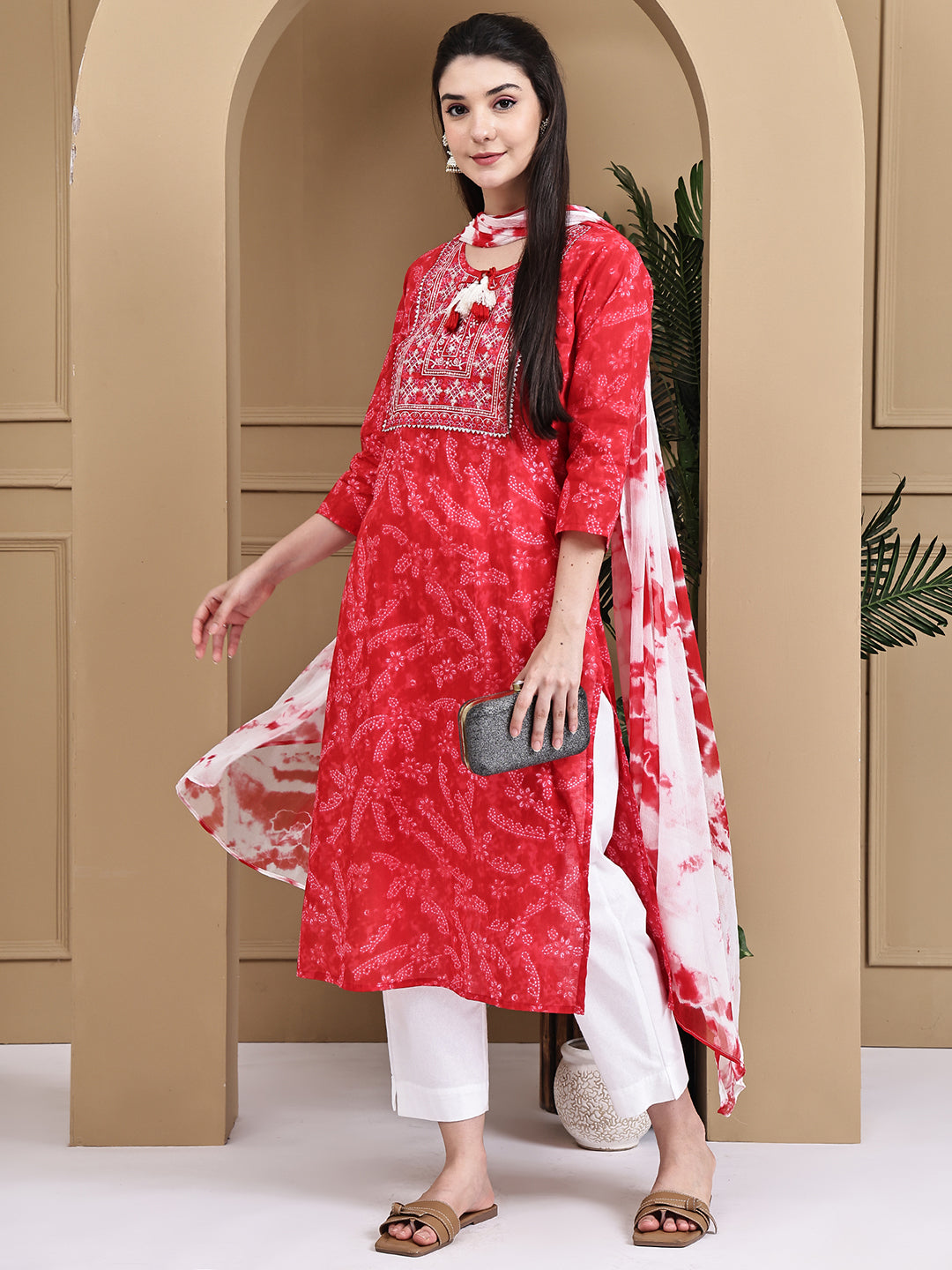 Aawari Cotton Printed Three Piece Suit Set