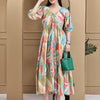 Aawari Multicolor Cotton Printed Knot Dresses With Puff Sleeves / Western Wear