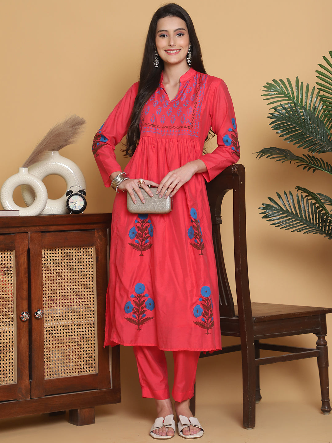 Aawari Chanderi Printed Two Piece Suit Set