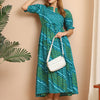 Aawari Teal & Green Striped Cotton Tiered Maxi Dress - Dresses / Western Wear / Maxi Dresses