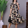 Aawari Beige & Black  Abstract Print Cotton Shirt Dress - Midi Dresses  / Western Wear / Dresses