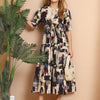 Aawari Abstract Print Black & Beige Cotton Tiered Maxi Dress - Dresses / Western Wear / Maxi Dresses