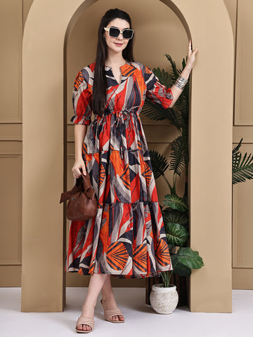 Aawari Cotton Unique Printed Knot Dress