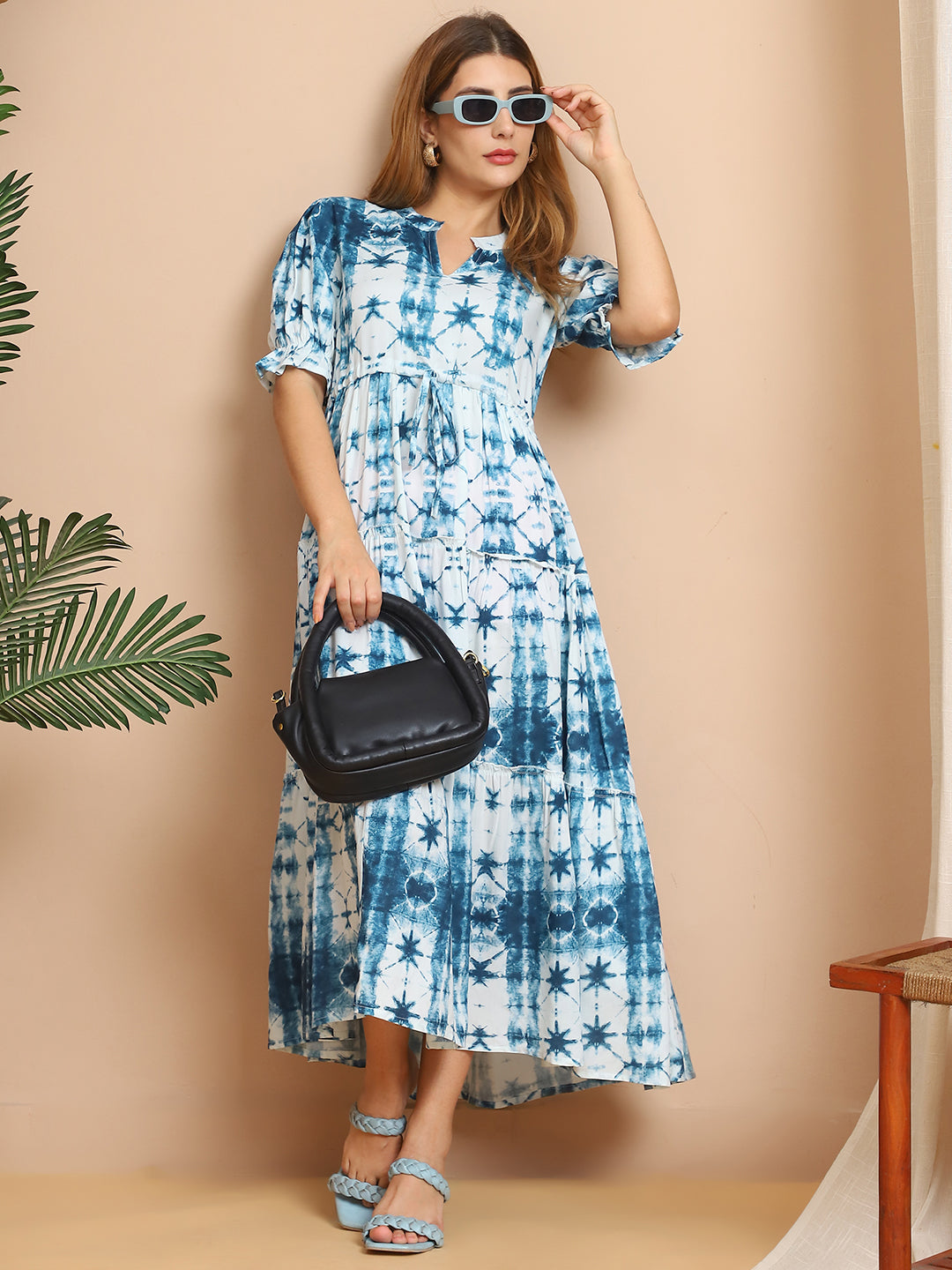 Aawari A-Line Rayon Printed Knot Dress