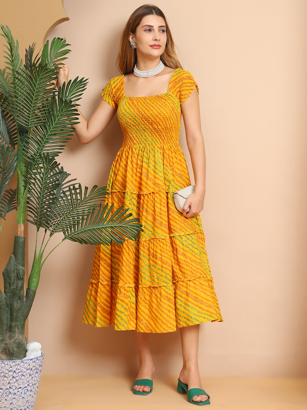 Aawari Sunshine Tiered Cotton Midi Dresses