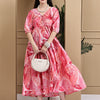 Aawari Women Cotton Printed Knot Dresses With Puff Sleeves / Western Wear