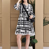 Aawari Rayon Tie & Dye Black And White Short Dress - Midi Dresses / Western Wear