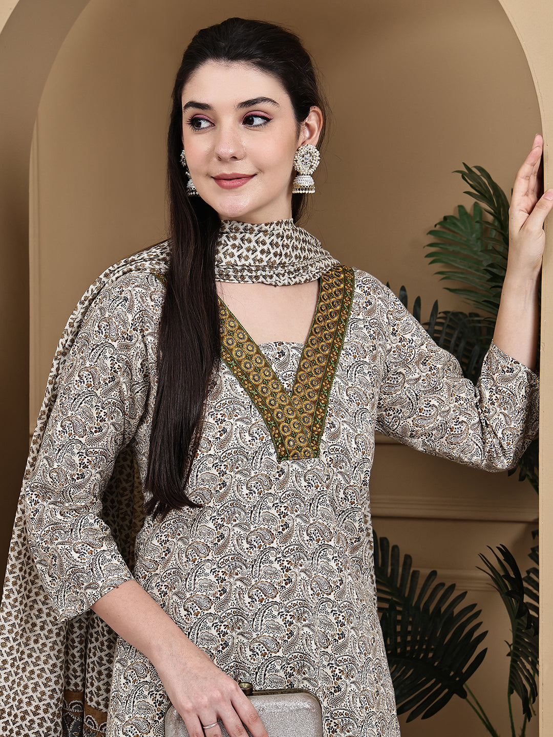 Aawari Cotton Printed Three Piece Suit Set
