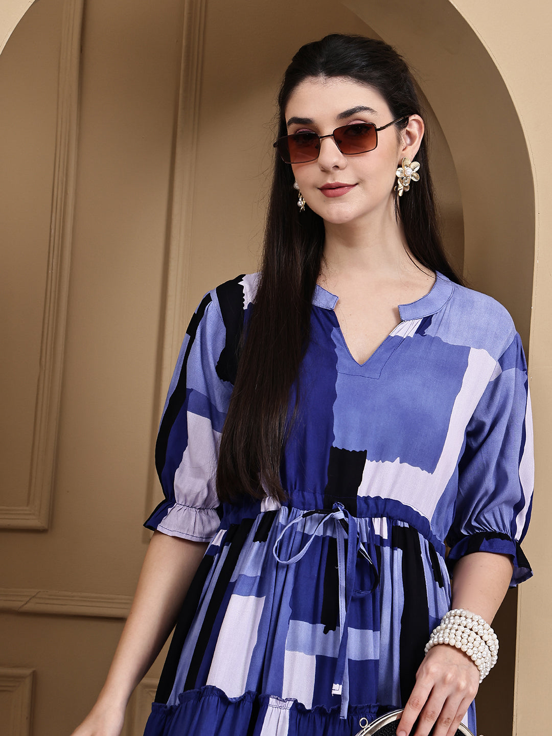 Aawari Rayon Printed Knot Dresses