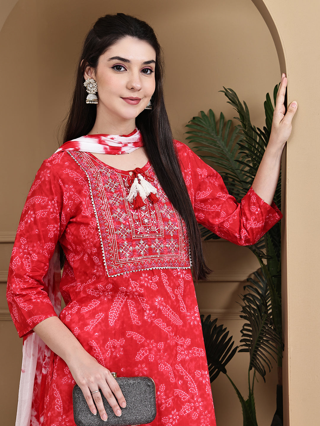 Aawari Cotton Printed Three Piece Suit Set