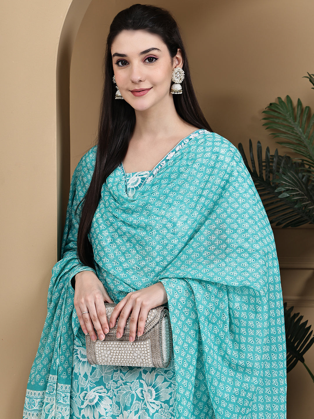Aawari Cotton Printed Three Piece Suit Set