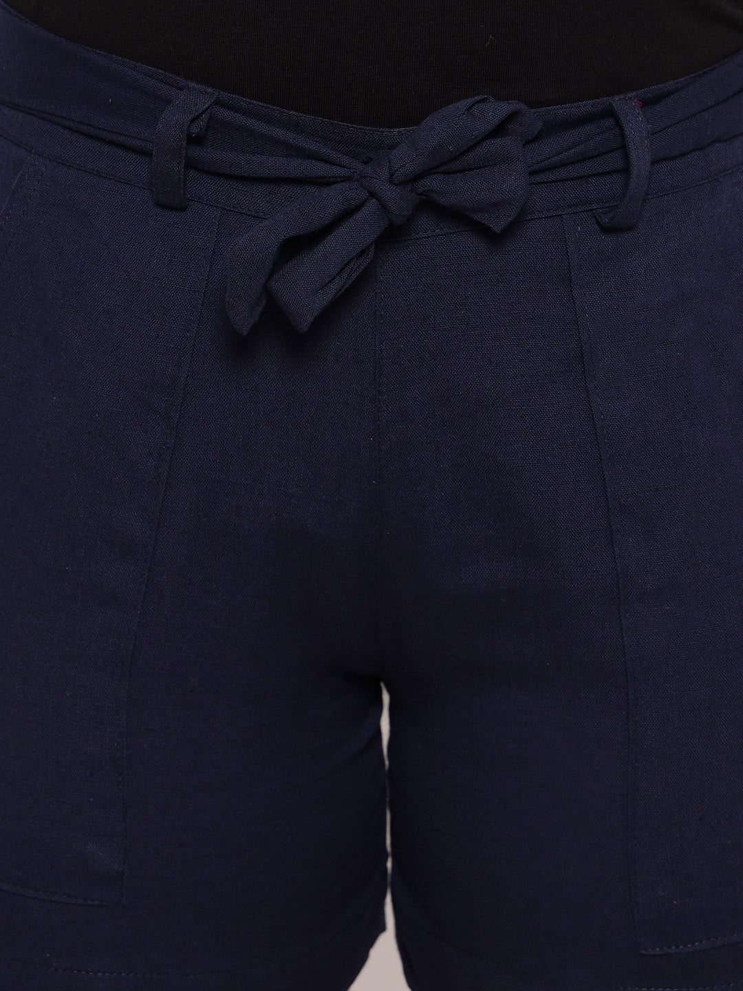 Aawari Solid Belt Shorts ( NAVY BLUE )