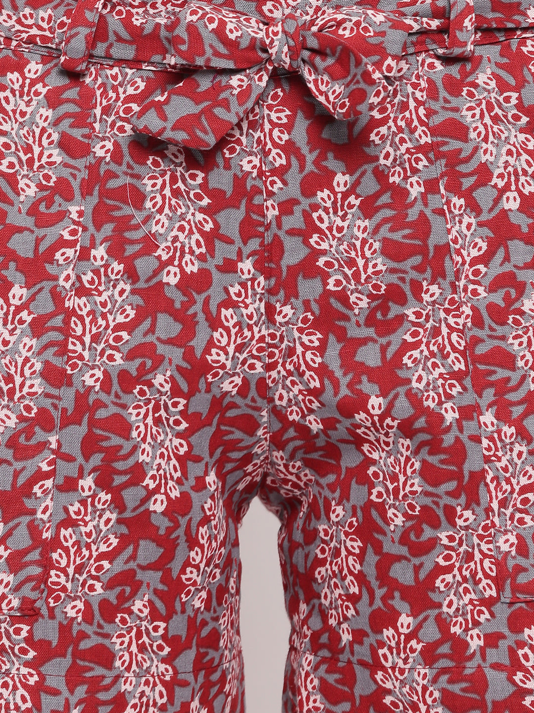 Aawari Abstract Printed Belt Shorts ( RED )