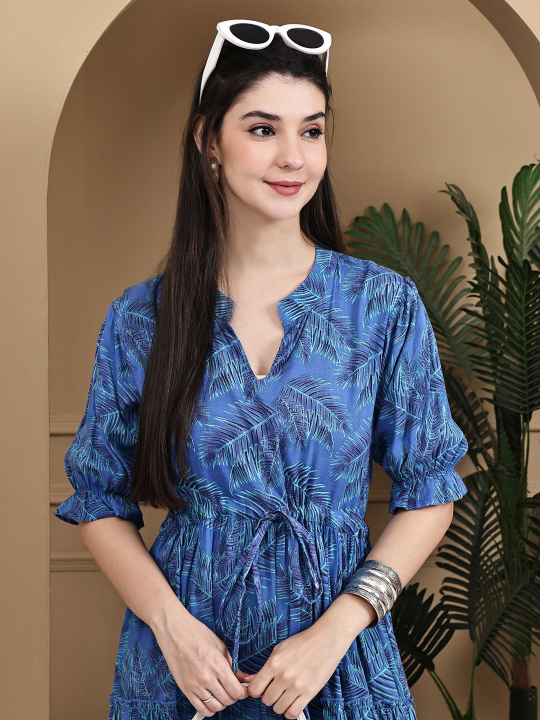 Aawari Cotton Printed Knot Dresses / Maxi Dresses / Western Wear