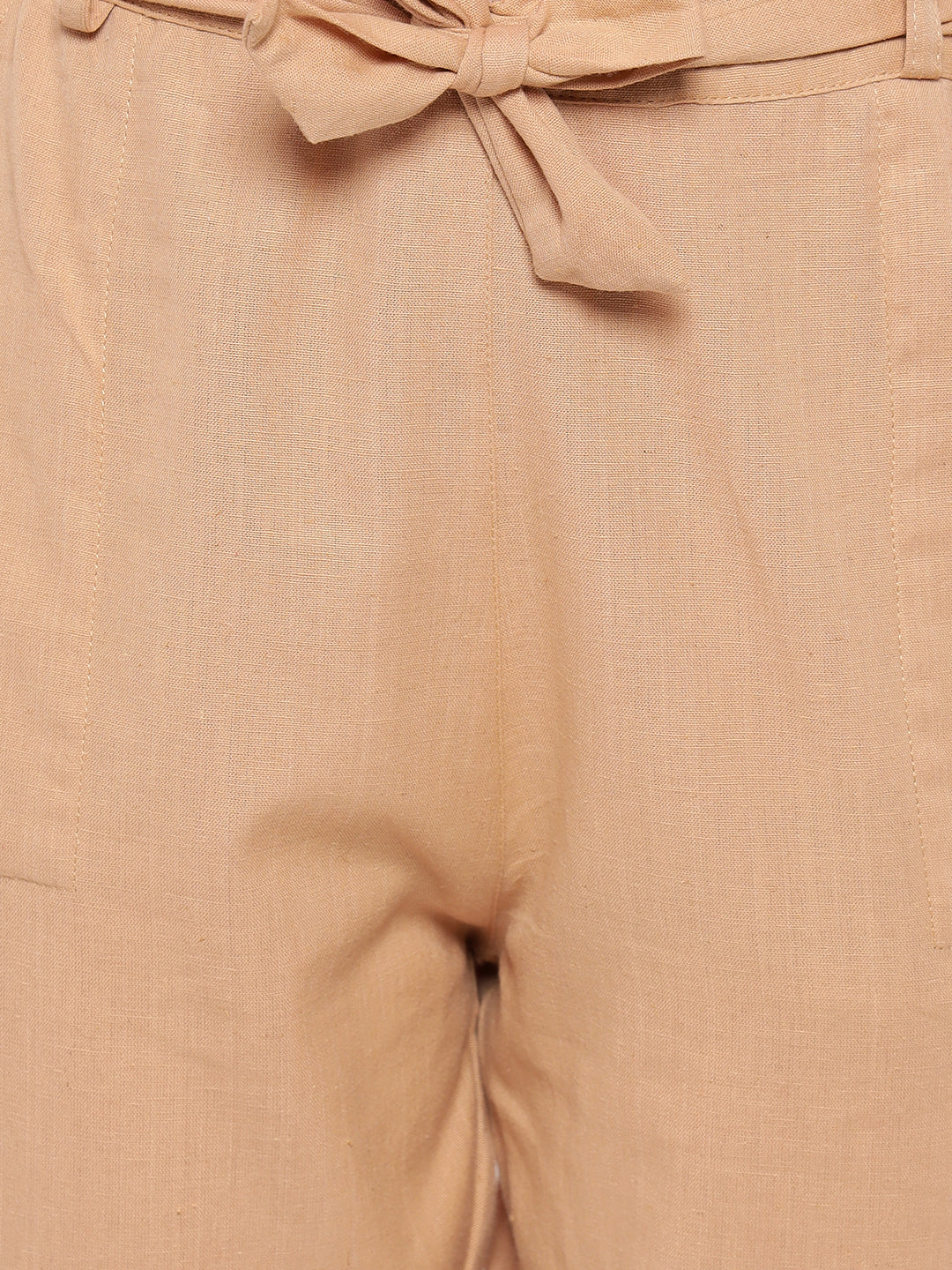 Aawari Solid Pant With Belt ( BEIGE )