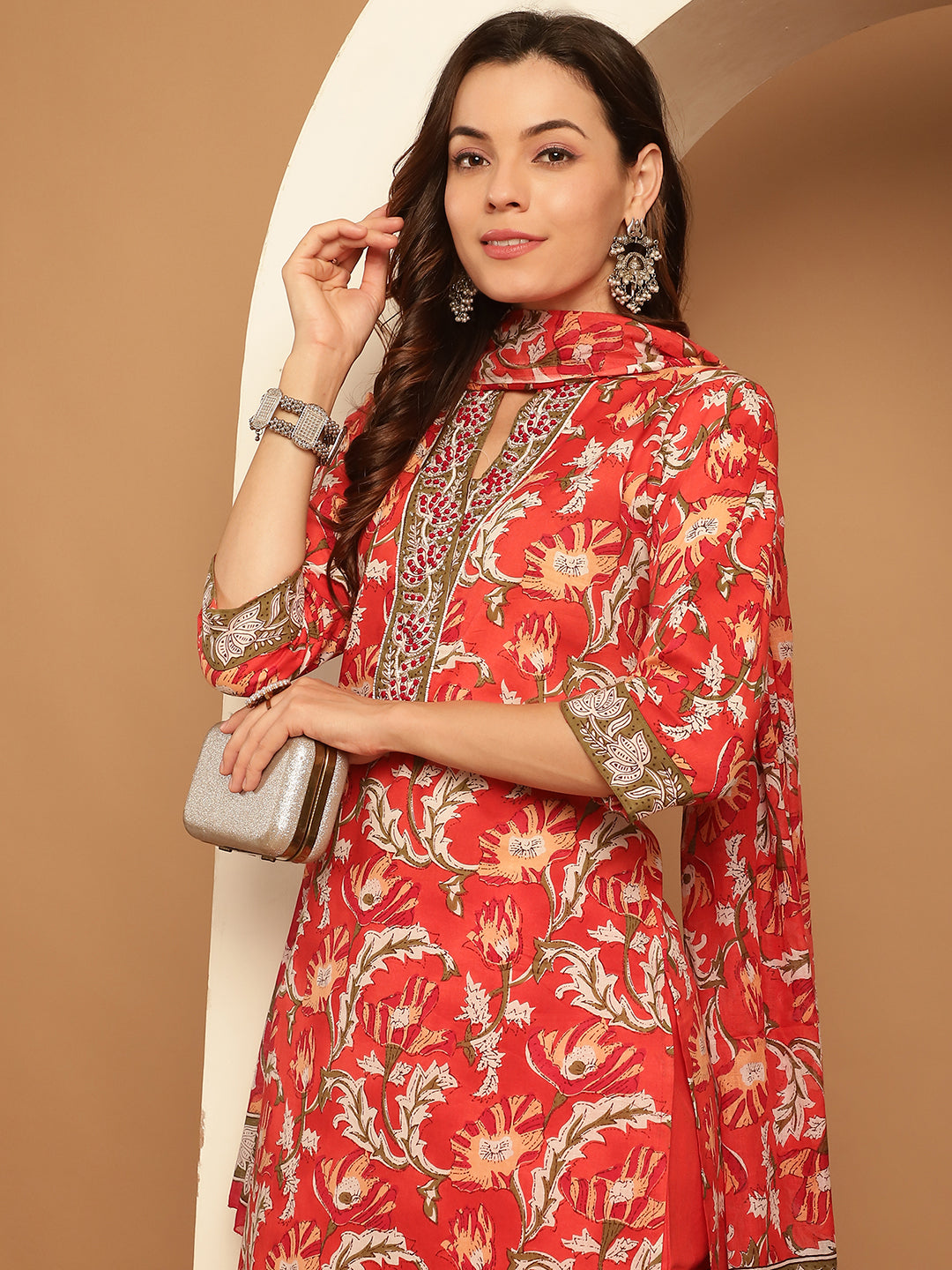 Aawari Cotton Printed Three Piece Suit Sets