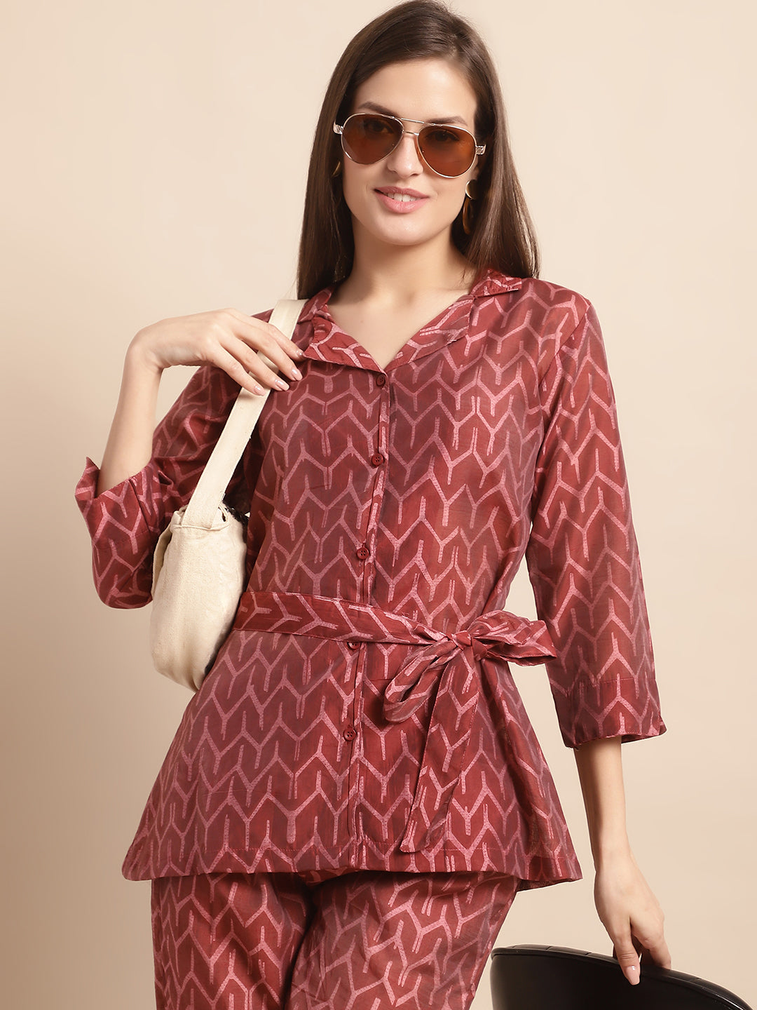 Aawari Women Chanderi Printed Shirt With Trouser