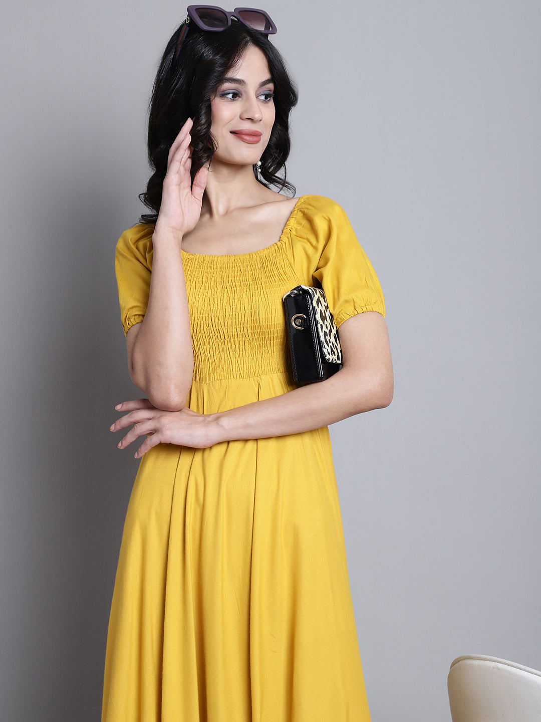 Aawari Women Rayon Solid Elegant Dresses